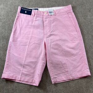 Polo Ralph Lauren Preston Shorts Mens 32 Pink Oxford Flat Front Cotton VTG NWT